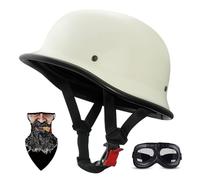 Vintage German-Style Motorbike Half Helmet ECE Certified - Ultra-Light ABS Shell with EPS Protection, Breathable Removable Padding Quick-Release Buckle for Cruiser/Scooter Riders