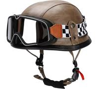 Vintage German Style Motorcycle Half Helmet, DOT/ECE Approved Adult Men Women Retro Open Face Helmet, with Adjustable Quick Release Buckle, for Bicycle Cruiser Scooter, M~XXL 6,L