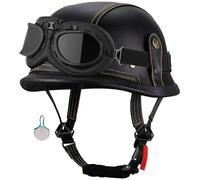 Vintage German Style Motorcycle Half Helmet, DOT/ECE Approved Adult Men Women Retro Open Face Helmet, with Adjustable Quick Release Buckle, for Bicycle Cruiser Scooter, M~XXL 3,L