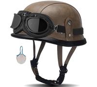 Vintage German Style Motorcycle Half Helmet, DOT/ECE Approved Adult Men Women Retro Open Face Helmet, with Adjustable Quick Release Buckle, for Bicycle Cruiser Scooter, M~XXL 4,L