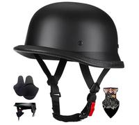 Vintage German-Style Motorcycle Half Helmet ECE 22.06 Approved - ABS Shell with EPS Buffer Breathable Lining, Ultra-Light Open Face Motorbike Helmet w Removable Ear Pads