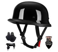 Vintage German-Style Motorcycle Half Helmet ECE 22.06 Approved - ABS Shell with EPS Buffer Breathable Lining, Ultra-Light Open Face Motorbike Helmet w Removable Ear Pads