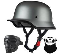 Vintage German Style Motorcycle Half Helmet, ECE Approved Adult Men Women Retro Open Face Helmet, with Adjustable Quick Release Buckle, for Bicycle Cruiser Scooter, M~XXL