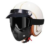 Vintage German Style Motorcycle Half Helmet Retro Open-Face Helmets DOTECE Approved with Adjustable Quick Release Buckle Crash Motorbike Helmet for Bicycle Cruiser Scooter D,M:57-58CM