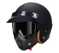 Vintage German Style Motorcycle Half Helmet Retro Open-Face Helmets DOTECE Approved with Adjustable Quick Release Buckle Crash Motorbike Helmet for Bicycle Cruiser Scooter C,M:57-58CM