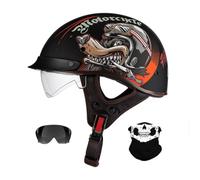 Vintage German Style Motorcycle Half Helmet with mask, Bicycle Scooter Skateboard Helmet, ECE Approved Half Open Face Helmet, Motorbike Scooter Chopper Moped Helmet for Men Women