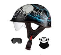 Vintage German Style Motorcycle Half Helmet with mask, Bicycle Scooter Skateboard Helmet, ECE Approved Half Open Face Helmet, Motorbike Scooter Chopper Moped Helmet for Men Women