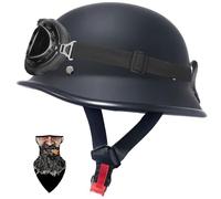 Vintage German Style Open Face Motorbike Half Helmet - ECE Approved, Lightweight 700g with Removable Comfort Liner Quick Release Buckle for Adult Men Women, Size 57-66cm