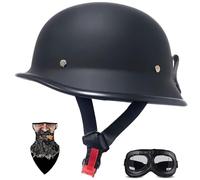 Vintage German Style Open Face Motorbike Half Helmet - ECE Approved, Lightweight 700g with Removable Comfort Liner Quick Release Buckle for Adult Men Women, Size 57-66cm