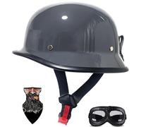 Vintage German Style Open Face Motorbike Half Helmet - ECE Approved, Lightweight 700g with Removable Comfort Liner Quick Release Buckle for Adult Men Women, Size 57-66cm