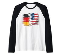 Vintage Germany American Flag Retro German Men Women Raglan Baseball Tee