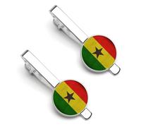 Vintage Ghana Flag Men's Tie Clip Classic Necktie Tie Bar 2 Pack Clasp Clip for Wedding Anniversary Business Gifts