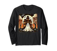 Vintage Ghost Boo Haunted House Halloween Costumes Boy Men Long Sleeve T-Shirt