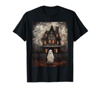 Vintage Ghost Haunted House Midnight Halloween Ghost Spooky T-Shirt