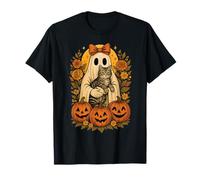Vintage Ghost Holding American Shorthair Cat with Halloween T-Shirt