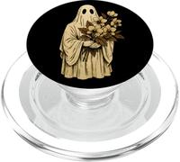 Vintage Ghost Holding Orchid Flowers Spooky Cute Halloween PopSockets PopGrip for MagSafe