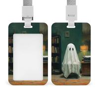 Vintage Ghost Home Office Type Writer ID Badge Holder Retractable Clip Card Holder Card Protector Name Badge Name Tag for Work Office Doctor Nurse