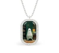Vintage Ghost Home Office Type Writer Rectangle Pendant Necklace Silver Women Jewelry Alloy Keychain Tag Jewelry