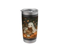 Vintage Ghost Reading Books Fall Leaves Theme Stainless Steel Insulated Tumbler