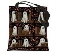 Vintage Ghost Reading Books Tote Bag Fall Halloween Gifts for Book Lovers