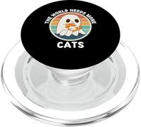 Vintage Ghost The World Needs More Cats Retro Cat Lover PopSockets PopGrip for MagSafe
