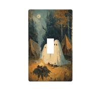 Vintage Ghosts Camping in The Woods Light Switch Cover Decorative Single Toggle 1 Gang Wall Plate for Kitchen Farmhouse Bedroom Bathroom Art Decor