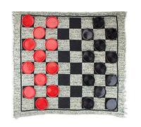 Vintage Giant Checkers Set Indoor and Outdoor Board Game with Reversible Mat for Children Adults Vintage with Reversible Mat