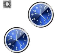 Vintage Gift-Luminous Decoration Mini Clock for Car/Motorcycle/Sewing Machine, Pocket Small Mini Luminous Quartz Analog Watch Stick-On Clock for Car, with Adhesive Sticker & Vent Clip(A03,2PC)