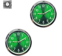 Vintage Gift-Luminous Decoration Mini Clock for Car/Motorcycle/Sewing Machine, Pocket Small Mini Luminous Quartz Analog Watch Stick-On Clock for Car, with Adhesive Sticker & Vent Clip(A02,2PC)