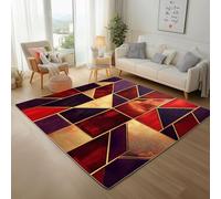 Vintage Gilded Geometric Rugs Living Room 120x170cm Washable Rugs Geometric Lines Modern Floor mats Soft Short Pile Area Rug Anti Slip Rug Carpet for Bedroom Dining Room