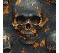 Vintage Gilded Skull Peel and Stick Wallpaper 0.3×3 m Removable Self Adhesive Gothic Style Contact Paper Sticky Back Thicken Waterproof Matte Wall Paper for Living Room Bedroom Furniture Decorate