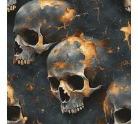 Vintage Gilded Skull Peel and Stick Wallpaper 0.52×5 m Removable Self Adhesive Gothic Style Contact Paper Sticky Back Thicken Waterproof Matte Wall Paper for Living Room Bedroom Furniture Decorate