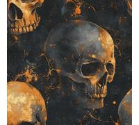 Vintage Gilded Skull Self Adhesive Wallpaper Gothic Style Contact Paper Peel and Stick Wallpaper Thicken Waterproof Matte with Sticky Back Canvas Wall Cabinets Furniture Stickers Decorate 0.4×5 m