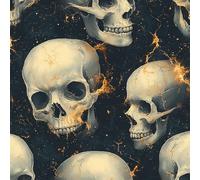 Vintage Gilded Skull Wallpaper Self-Adhesive 0.45×10 m Gothic Style Pattern Matte Contact Paper Removable Thicken Waterproof Canvas Peel and Stick Wall Paper for Home Decoration Furniture Renovation