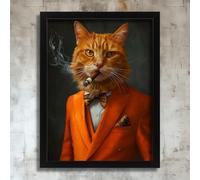 Vintage Ginger Cat In A Suit Animal Wall Art Print Cat Poster Ginger Cat Print Poster A5 - Wall Art Home Decor Movie Poster Canvas Film Cinema Retro Vintage Cult Classic Nostargic Saga Modern reprint