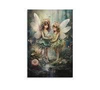 Vintage Girl Canvas Wall Decor Fantasty Forest Fairy Tale Poster Wall Art for Living Room Bedroom Artwork