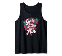 Vintage Girls Just Wanna Have Fun Colorful Retro Throwback Tank Top
