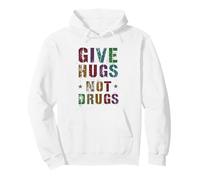 Vintage GIVE HUGS NOT DRUGS Girls Clean World Vibes Recovery Pullover Hoodie