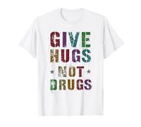 Vintage GIVE HUGS NOT Drugs Girls Clean World Vibes Recovery T-Shirt