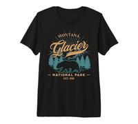 Vintage Glacier National Park Grizzly Bear Mountains Sunrise Premium T-Shirt