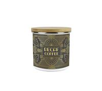 Vintage Glamour Decaf Coffee Canister - Gold & Charcoal Retro Art Décor Gifts - Medium Metal Enamel Kitchen Hot Drinks Storage Container 600ml