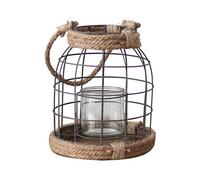 Vintage glass candle lantern rustic iron candle holder with rope for hanging indoor outdoor decor farmhouse wedding Christmas Halloween 18x16cm 27x22cm