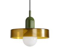 Vintage Glass Ceiling Pendant Light in Green Finish | 25cm Olive Lampshad | E27 Hanging Ceiling Light Fixture for Kitchen Island, Bedroom, Dining & Living Room | Vivid Color | Modern Design