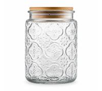 Vintage Glass Jar, Decorative Glass Jar with Bamboo Lid, Candy Jar Cookie Jar for Kitchen Counter, Pantry, 23.7 FL OZ Glass Storage Jar Holds Coffee, Tea, Sugar, Balth Salts