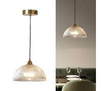 Vintage Glass Pendant Light for Kitchen Island and Living Room, Farmhouse Style Large Dome Shade
