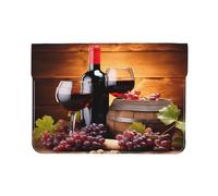Vintage Glass Wine Laptop Sleeve 13 Inch PU Leather Case Protective Rustic Laptop Bag Water Resistant Computer Case Tablet Carrying Bag for Women Men