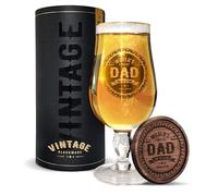 Vintage Glassware LERALI World’s Finest Dad Beer Glass - Premium Crystal Glass (1 Pint / 580ml) Father’s Day Christmas & Birthday Gift for Dad