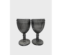 Vintage Glassware Wine Glass Goblets Set of2 and 4, 250ml Embossed Bead Pattern Green Wine Glasses, Stemmed Drinking Glasses for Red White Wine, Soda, Juice, Beverage (2, Smoke Grey)