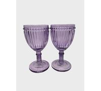 Vintage Glassware Wine Glass Goblets Set of2 and 4, 250ml Embossed Bead Pattern Green Wine Glasses, Stemmed Drinking Glasses for Red White Wine, Soda, Juice, Beverage (2, Purple)
