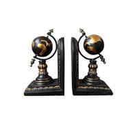 Vintage Globe Bookends Decorative Ornaments Resin Book Stoppers Statue Supports Rustic Book Ends for Office Kitchen Living Room Home Décor